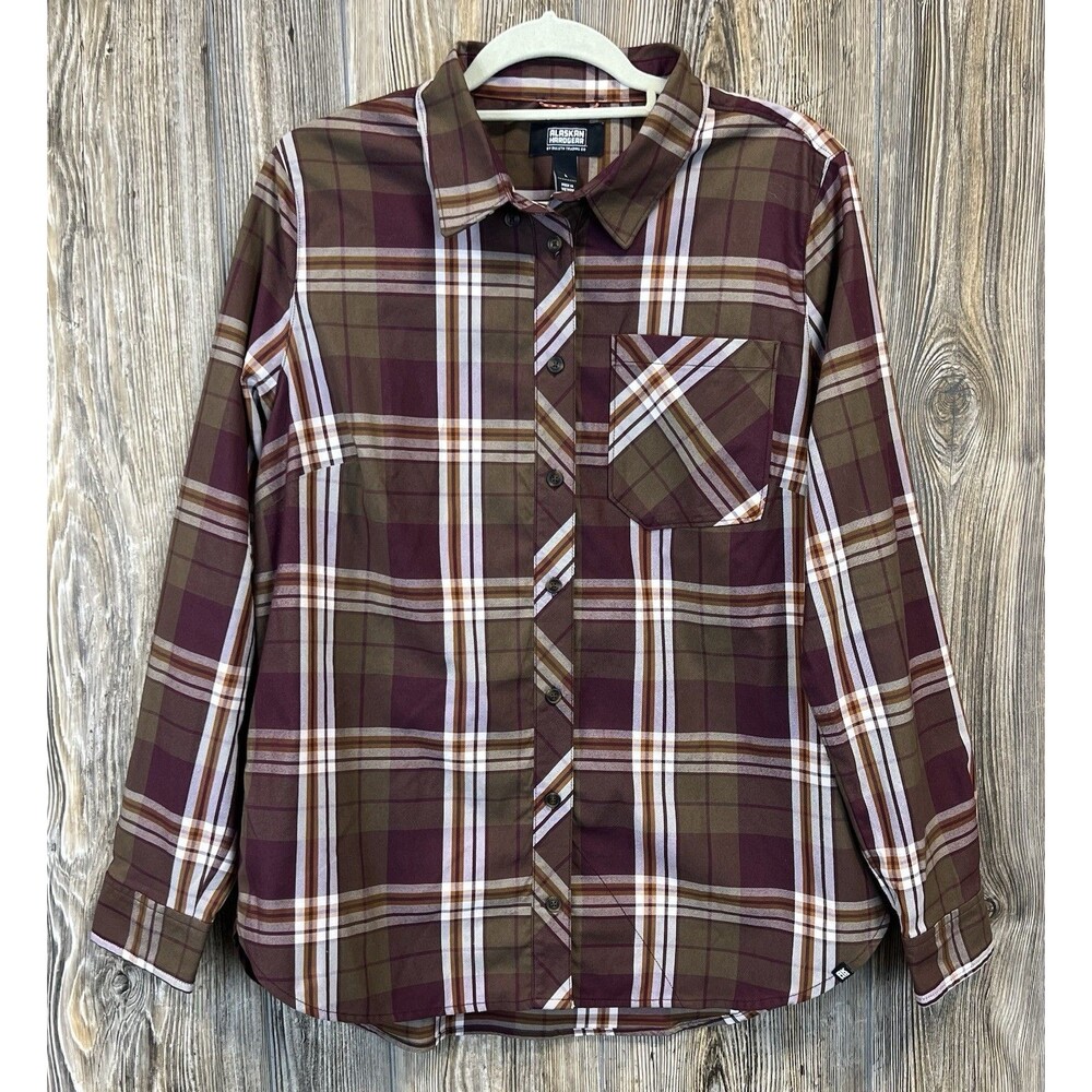 Alaskan Hardgear by Duluth Women's L Shirt Maroon Plaid Cabincore Utility Rustic